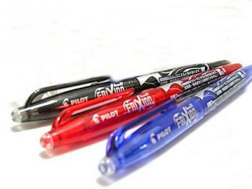 3 pilot frixion erasable gel pens black red blue ink for sale