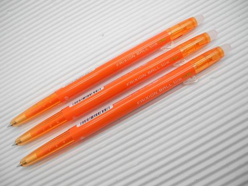 3pcs NEW PILOT retractable FRIXION ball slim 0.38mm roller ball pen Orange ink