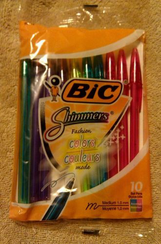 BIC Shimmers Fashion Colors Stick Ballpoint Pens (10 count pack) FREE SHIPPING
