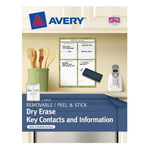 Avery Dry Erase , Removable, Peel and Stick, 8.5 x 11-Inches, 1 Sheet (24385)
