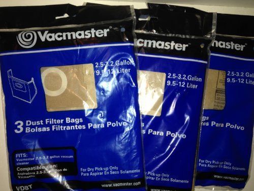 Vacmaster vdbt - qty 3 dust filter bags (pack of 3) - 9 filters total for sale