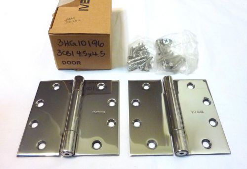 2 ives 3cb1 4.5&#034; x 4.5&#034; us32 nrp full mortise butt hinges bright stainless steel for sale