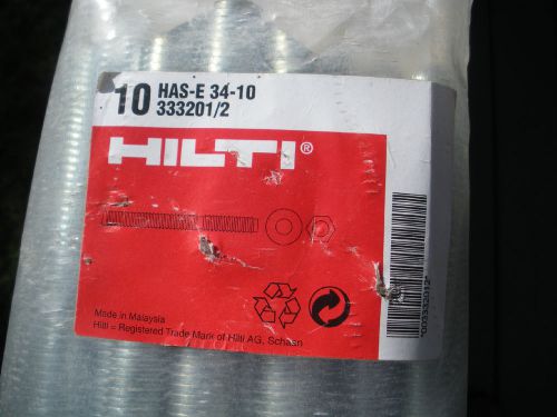 Hilti HAS-E-34-10 Pkg of 10 Anchor Rods with Nuts and Washers