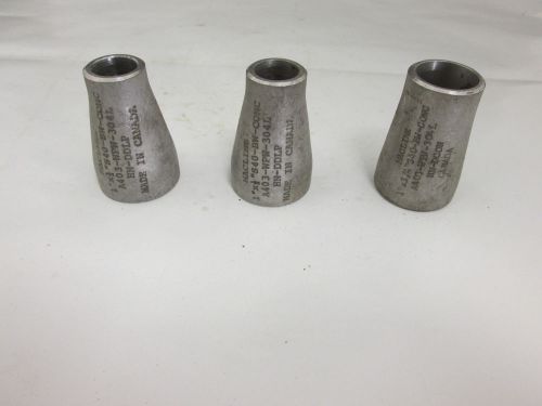 Lot x 3 macline 1x1/2&#034; s40-bw a403-wpw-304l hn-ddlp concentric reducer stainless for sale