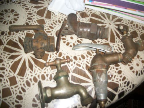 antique brass valves/ 2 wtr. spigots,2 oil spigots,1 wtr. shut off valve.ALL !!!