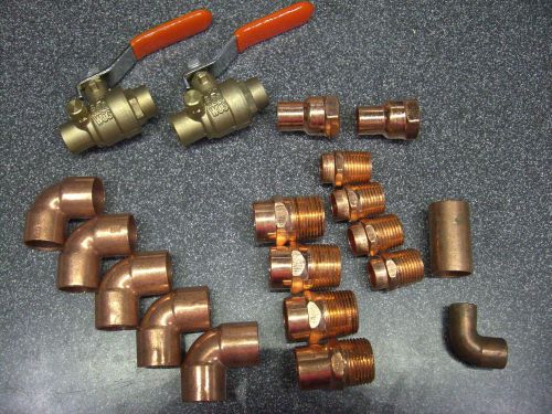 1/2&#034; brass solder valves, copper fittings 1/2&#034;, 3/4