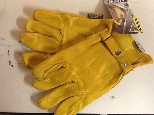 2pairs large soft cowhide drivers ropers style work gloves snap wrist strap
