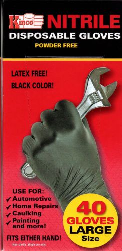 Kinco® Black Nitrile Disposable Gloves LARGE Latex Free # 23105