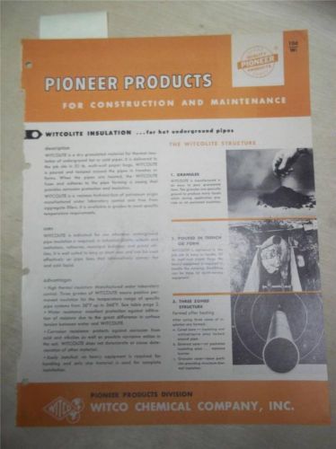 Witco chemical co catalog~pioneer products insulation~spray-on~asbestos~1962 for sale