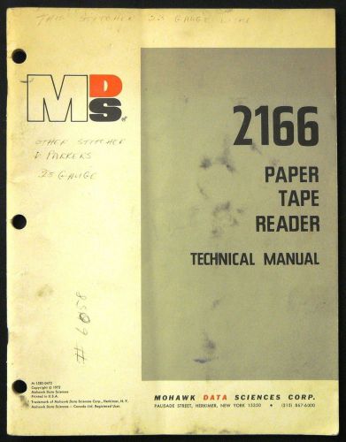 MDS 2166 Paper Tape Recorder Manual