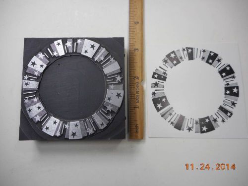 Letterpress Printing Printers Block, Large, Round Frame w Stars