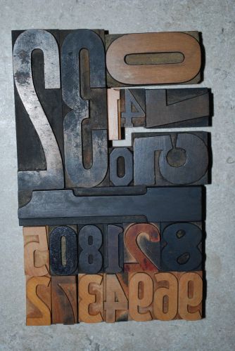 Vintage / Antique Letterpress Wood Printers Type  Group of Numbers 22 blocks