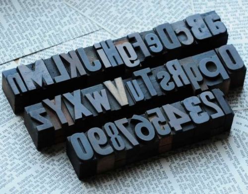 A-Z + 0-9 alphabet number letterpress wood printing blocks wooden type woodtype