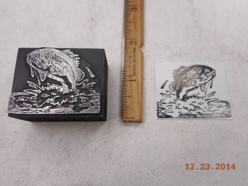 Letterpress Printing Printers Block, Fish leaping from Waves