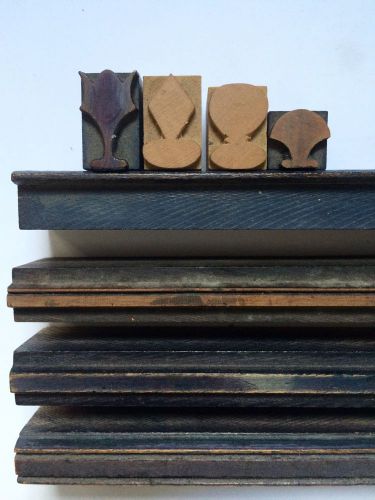 8 Wood Letterpress Printer Blocks, Type Flourish Border Ornamental, Dingbats