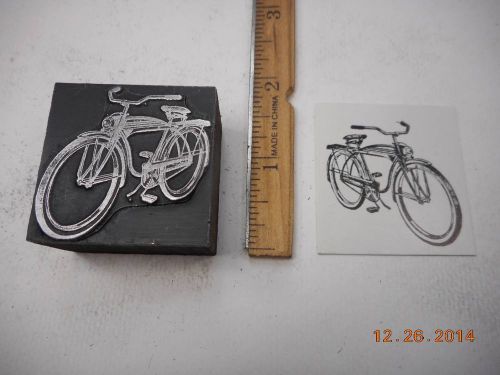 Letterpress Printing Printers Block, Boy&#039;s Bicycle w Light &amp; Kickstand