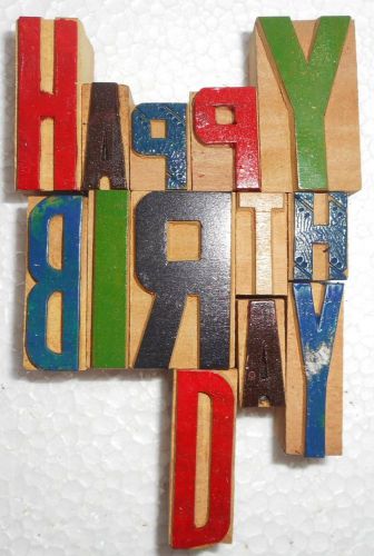 &#039;Happy Birthday&#039; Letterpress Wood Type Used Hand Crafted Made In India B998