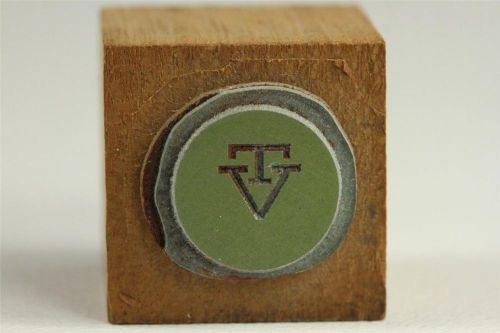 Vintage Advertising Stamp Printer Type Logo VT Virginia Tech Metal &amp; Wood