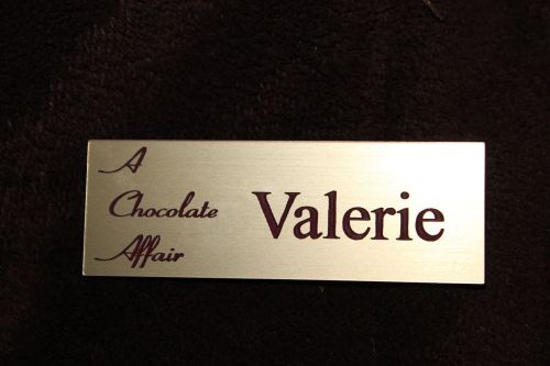 NAME TAG BADGE RED PERSONALIZED CUSTOM ENGRAVED MAGNETIC OR PIN BACK
