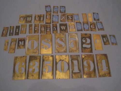 Vintage Brass Stencils Letters, Numbers and Symbols 47 Pieces No Researve