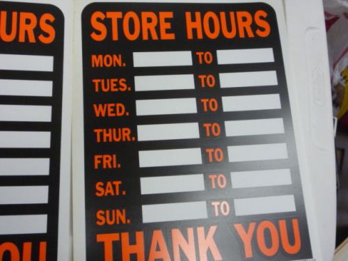 2 red white + 2 orange and black store hours business  signs
