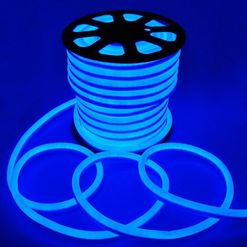 Blue 150&#039; illuminated flexible led neon rope light holiday decorative lighting for sale