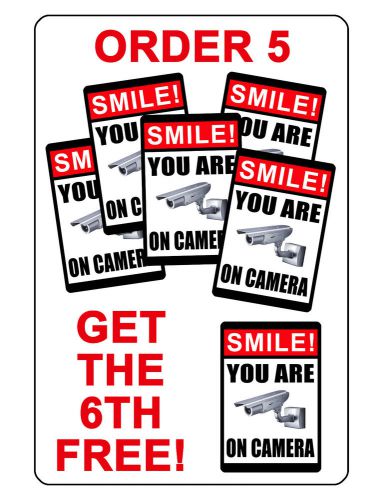 Smile you are on camera Security sign.Durable Aluminum.Glossy.No Rust 6th FREE!
