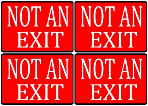 Not An Exit Business Vinyl Durable Important Set Of 4 Office Wall Plaque Signs