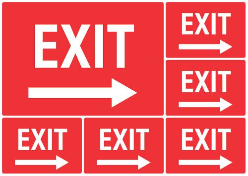 Office Home Sign Exit Right Arrow Emergency Sign Information Safety 6 Pack s148