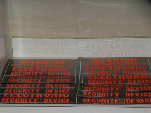 Lot of (10) &#034;Warning Premises Protected by Electronic Security&#034; Metal Signs 14&#034;