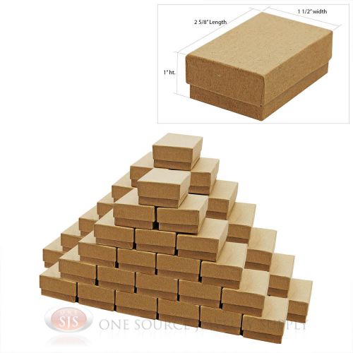 50 brown kraft cotton filled jewelry gift boxes charm ring box  2 5/8&#034; x 1 1/2&#034; for sale