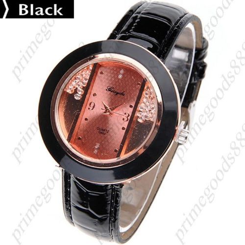 Lovely quartz watch wrist watch with pu leather band free shipping black for sale
