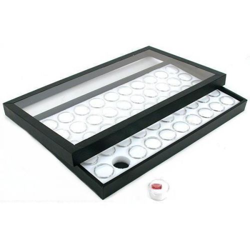 50 gem jars white display tray travel case acrylic lid for sale