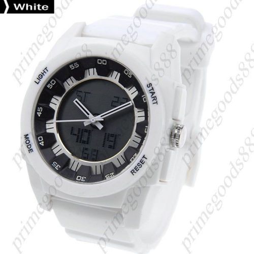 LCD Analog Waterproof Digital Alarm Wrist Men&#039;s Wristwatch Back light in White
