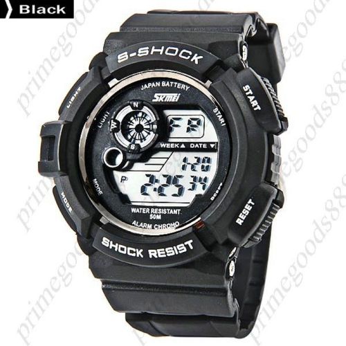 LED 50 Meter Sports Waterproof Digital Date Men&#039;s Wrist Sport Wristwatch Black