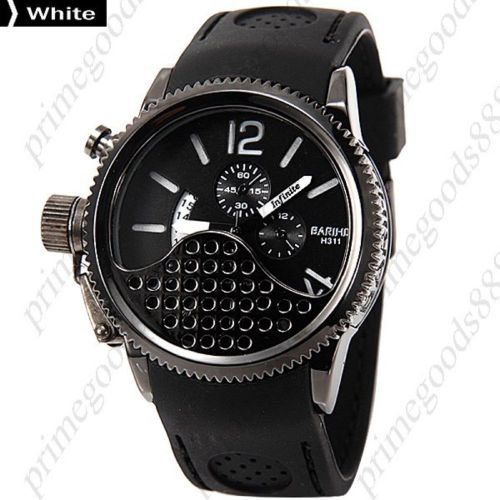 Round Rotating Analog Quartz Wrist Men&#039;s Free Shipping Date Day Display White