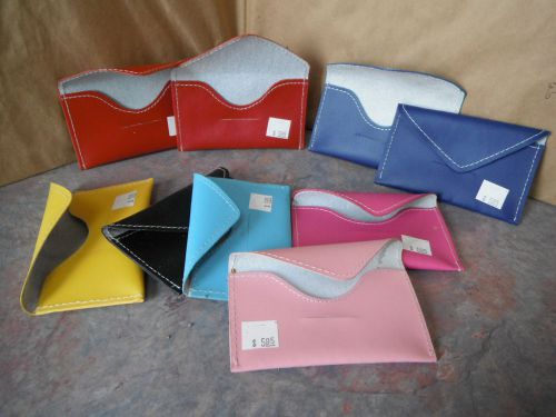lot of 9  colorful leather look jewelry pouches