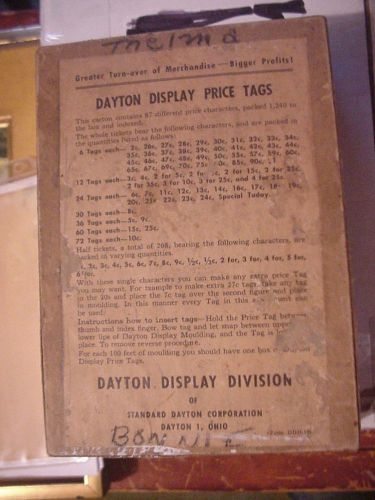 Dayton Display Price Tags, full box, contains between 200 and 300