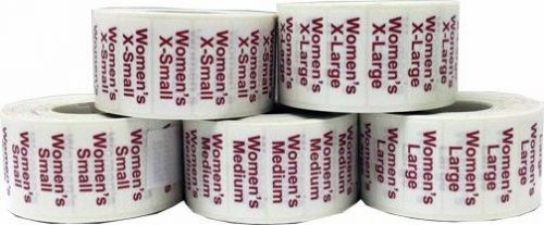 Women&#039;s Clothing Size Stickers - Apparel Shirt Size Strips - 5 rolls/sizes