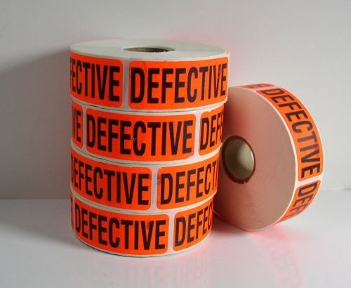 (2500) &#034;DEFECTIVE&#034; Label 2-5/8&#034; x 1&#034; Sticker Inventory Control 5 Rolls of 500