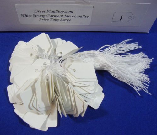 100 Qty Blank White Strung Merchandise Price Tags #1