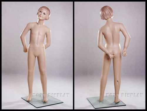 Child fiberglass with molded hair mannequin dress form display #mz-kd7 for sale