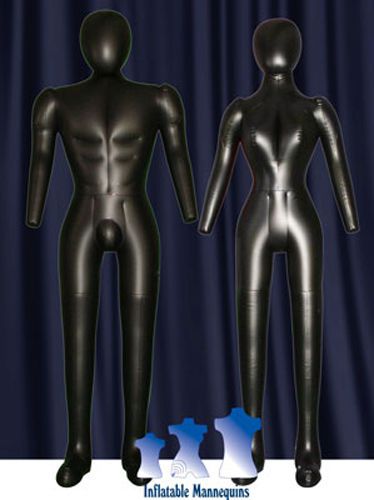 His &amp; her special-inflatable mannequin-full-size mannequin w/head &amp; arms, black for sale