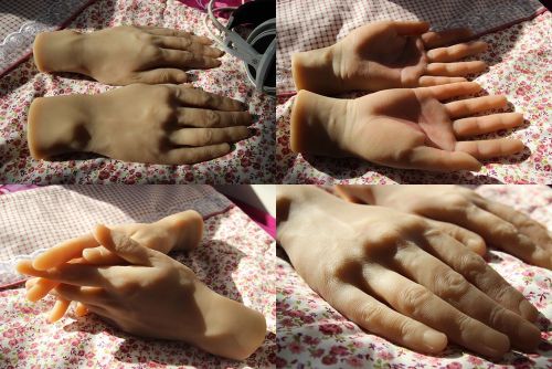 Lifelike clone 100% silicone male mannequin hand arbitrarily-bent soft jewelery for sale