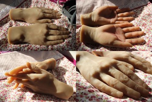 Lifelike clone 100% silicone male Mannequin Hand arbitrarily-bent soft Jewelery