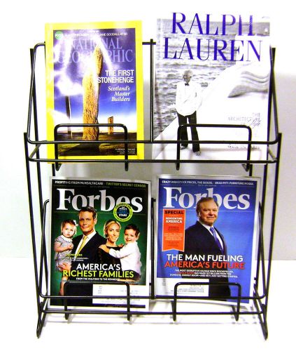 2 Tier Wire Counter Top Black Literature Books Magazines Brochures Display Rack