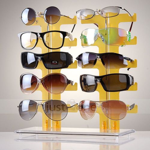 f 10 Pair of Eyeglasses Sunglasses Glasses Display Stand Holder Show Rack yellow