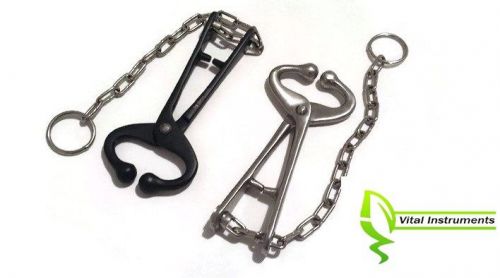 2 bull cow nose leaders 7.5&#034; with 13&#034; chain show cattle steel veterinary farm for sale
