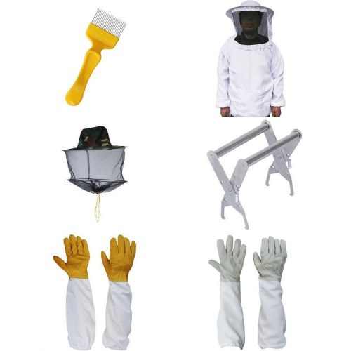 Smock suit +hat +fork+ 2pair gloves +bee hive frame holder grabber for beekeeper for sale