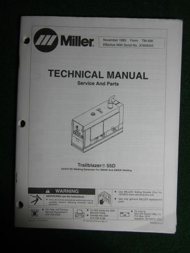 Miller trailblazer 55d welder generator service manual parts electrical jc606343 for sale